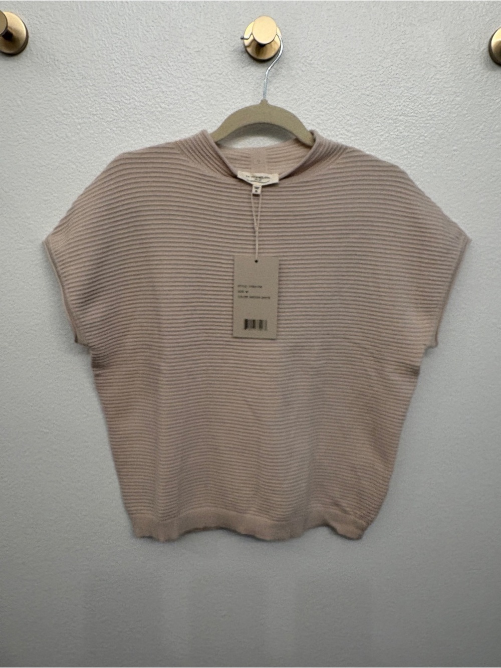 La Villa Milano Cap Sleeve Mock Neck Knit Winter White Top Size M NWT